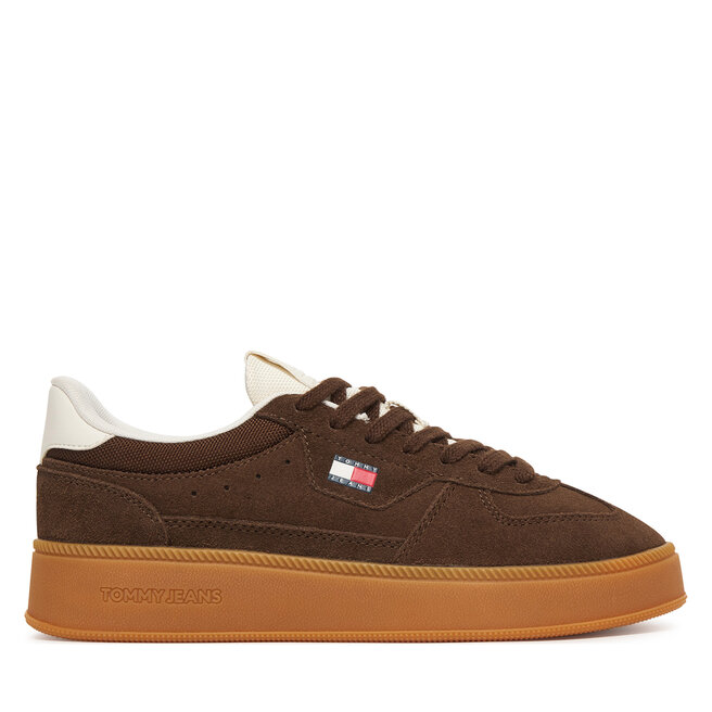 Sneakersy Tommy Jeans The Greenwich Edge Max Suede EN0EN02989 Brązowy - kobiece