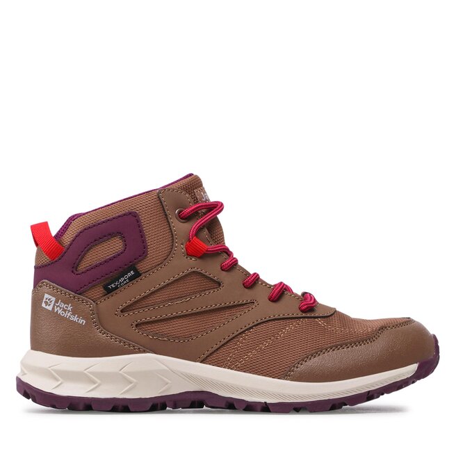 Jack Wolfskin Schnürschuhe Jack Wolfskin Woodland Texapore Mid K 4042152 Brown/Pink