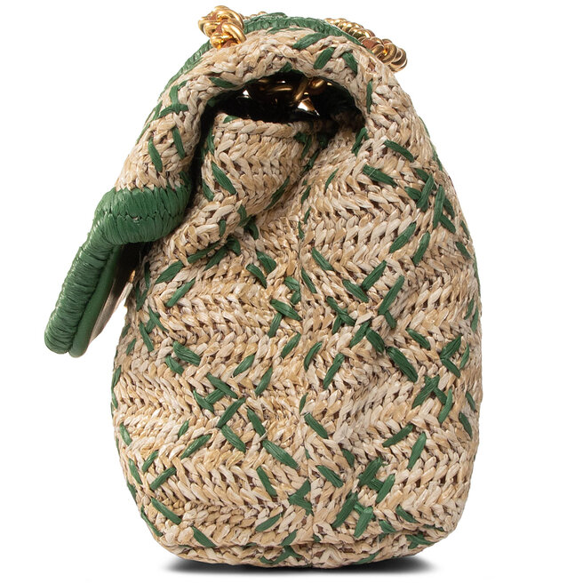 Tory Burch Fleming Soft Straw Small Convertible Shoulder Bag-  Natural/Arugula