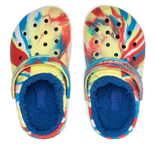 Crocs Șlapi Crocs Classic Lined Marbled Cgk 207773 Sulphur/Multi