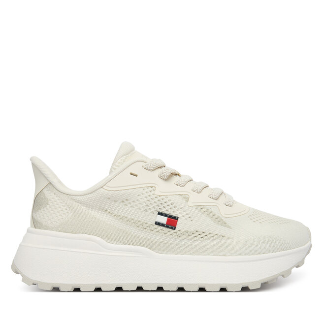 Sneakersy Tommy Jeans Tjw Sporty Knit Runner EN0EN02962 Biały - kobiece