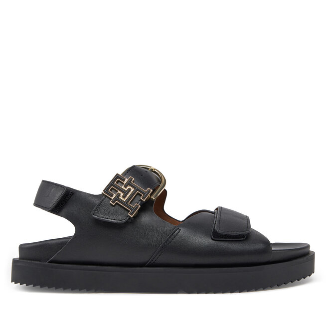 Sandały Tommy Hilfiger Leather Sporty Sandal - Czarny