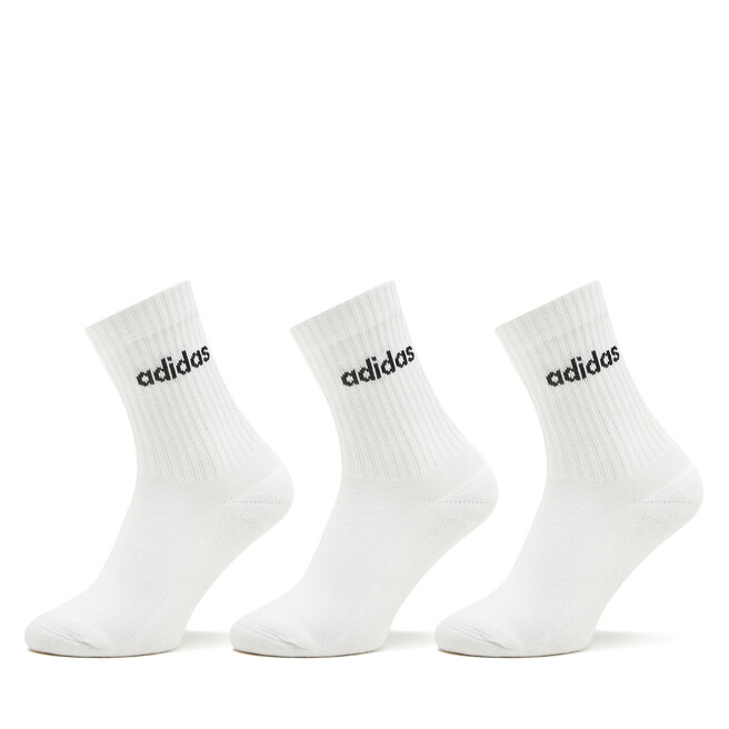 Skarpety wysokie unisex adidas Linear Crew Cushioned Socks 3 Pairs - Biały
