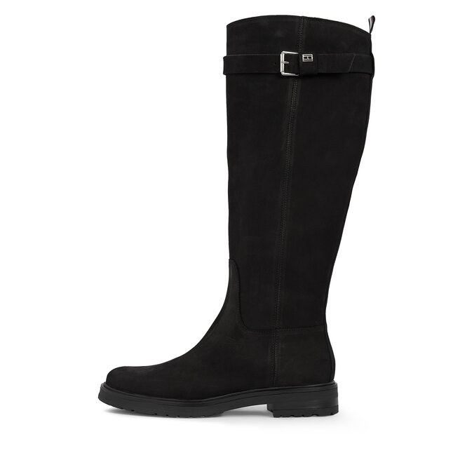 Stiefel Tommy Hilfiger Essential Nubuck Belt Longboot FW0FW07656 Schwarz | eschuhe.de
