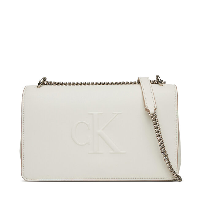 Torebka Calvin Klein Jeans Sculpted Ew Flap Conv Chain - Biały