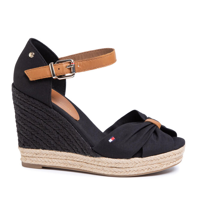 Espadryle Tommy Hilfiger Basic Opened Toe High Wedge - Czarny