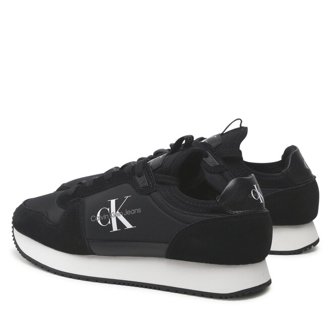 Calvin Klein Jeans Sneakersy Calvin Klein Jeans Runner Sock Laceup Ny-Lth YM0YM00553 Black 01H