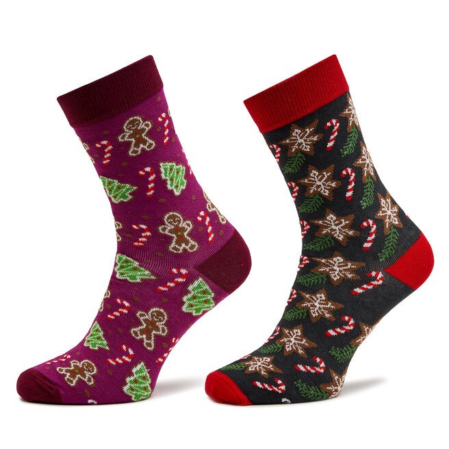 Σετ ψηλές κάλτσες ανδρικές 2 τεμαχίων Rainbow Socks Xmas Socks Balls Adults Gifts Pak 2 Πράσινο