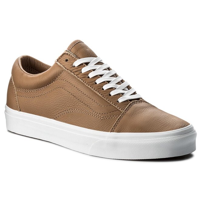 Vans leather brown true white online