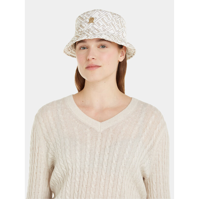 Tommy Hilfiger Klobouk Tommy Hilfiger Monogram All Over Bucket Hat AW0AW15296 Cashmere Creme ABH