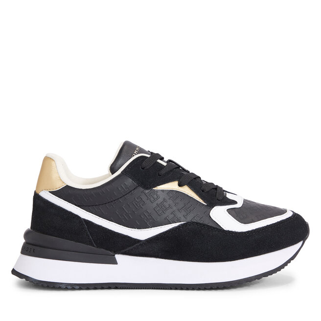 Sneakersy Tommy Hilfiger Lux Monogram Runner - Czarny