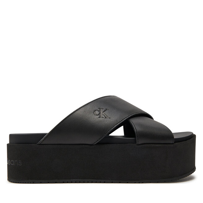 Klapki Calvin Klein Jeans Flatform Cross Mg Uc - Czarny