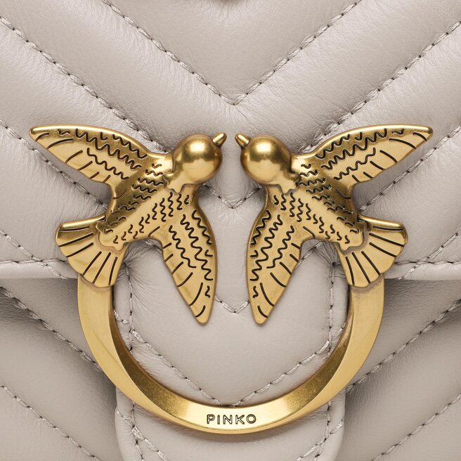Pinko Geantă Pinko Love Icon Mini Dc 100074 A0GK Grigio Pinguino/Antique Gold I30Q