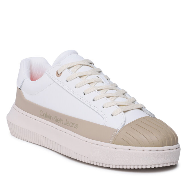 Sneakers Calvin Klein Jeans Chunky Cupsole Laceup Lth/Rub YM0YM00701 Bright White/Eggshell/Travertine YBR Bright imagine noua