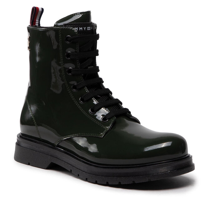 Trappers Tommy Hilfiger Lace-Up Bootie T4A5-32412-0775 S Green 400 400 imagine noua gjx.ro