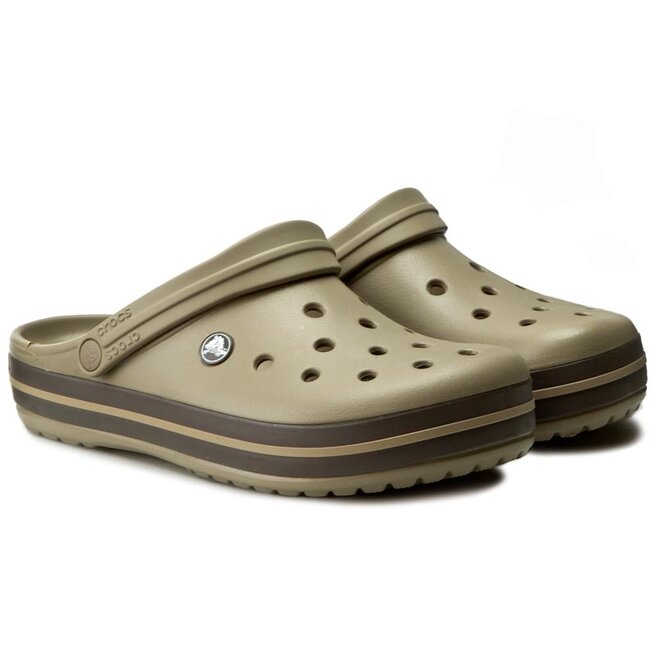 Pantoletten Crocs Crocband Crocband 11016 Khaki Espresso eschuhe