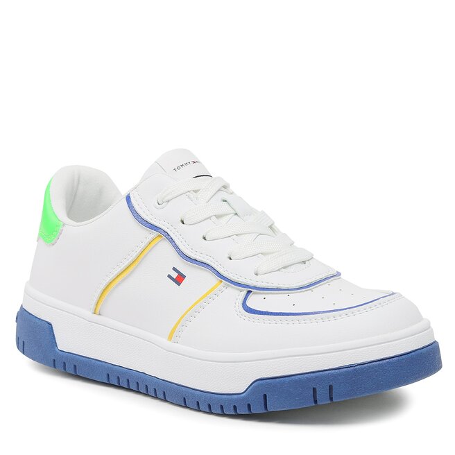 Sneakers Tommy Hilfiger Low Cut Lace-Up Sneaker T3X9-32873-1355 S White/Multicolor X256 Cut imagine noua gjx.ro