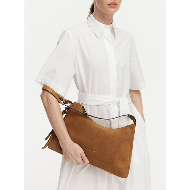 Torebka Tommy Hilfiger Th Statement Shoulder Bag Suede AW0AW18824 Brązowy -