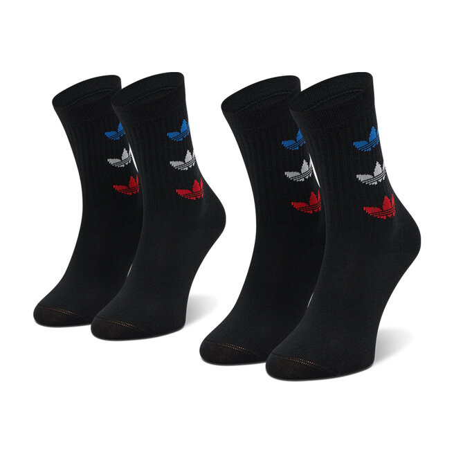 adidas Комплект 2 чифта дълги чорапи мъжки adidas Tricolor Thin Ribbed Crew GN4913 Black