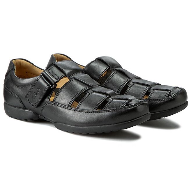 P buty Clarks Recline Open 203496428 Black Leather eobuwie .pl