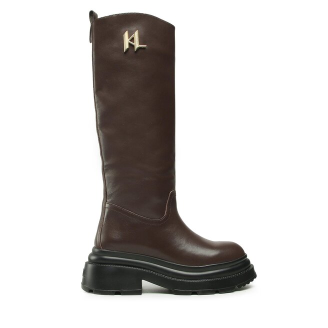 KARL LAGERFELD Cizme KARL LAGERFELD KL45090 Dark Brown Lthr