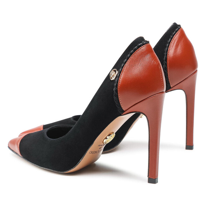 Baldowski Stilettos Baldowski D03701-1451-002 Skóra Koniak 98/Zamsz Czarny