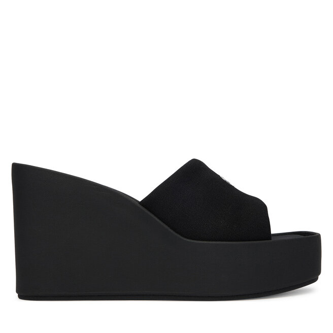 Klapki Calvin Klein Wedge 70 Sndl Canv Mg HW0HW03134 Czarny -