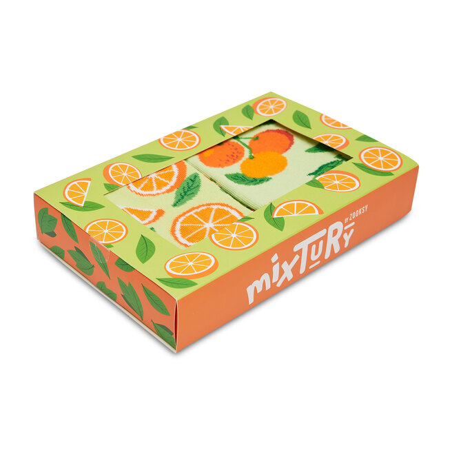 Set de 2 perechi de șosete medii unisex Zooksy Mixtury Pomarańczowe Verde