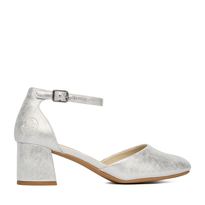 Czółenka Rieker 44762-90 Srebrny - kobiece