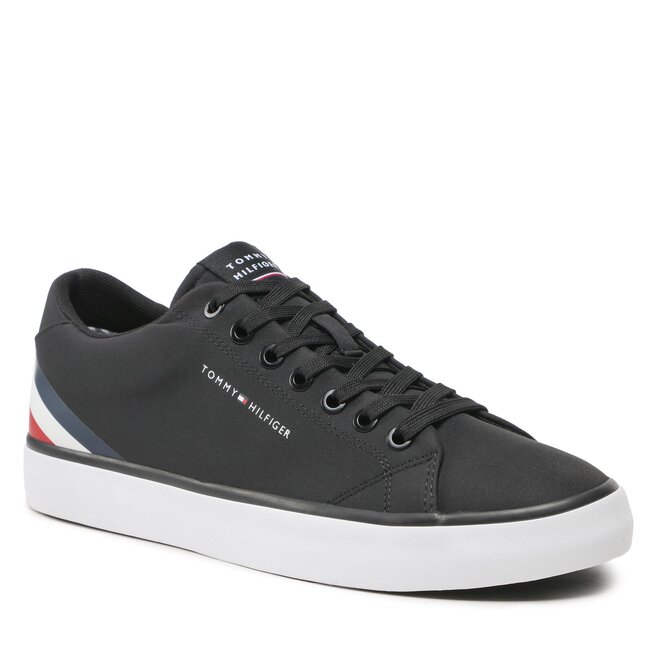 Sneakers Tommy Hilfiger Th Hi Vulc Core Low Stripes FM0FM04735 Black BDS BDS imagine noua