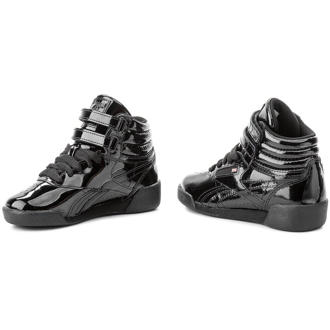 Reebok freestyle online hi noir vernis