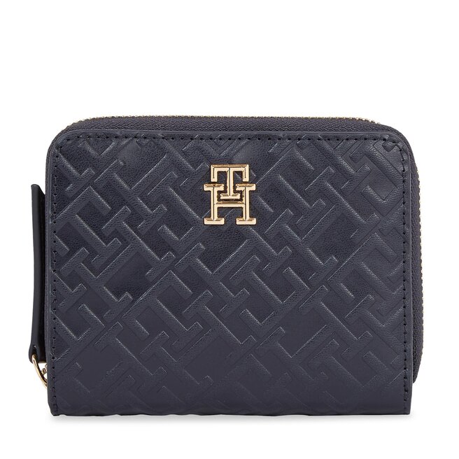 Mały Portfel Damski Tommy Hilfiger Th Refined Med Za Mono - Granatowy
