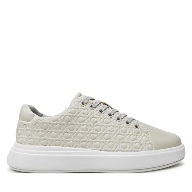 Sneakersy Calvin Klein Cupsole Lace Up Saff Mono - Beżowy