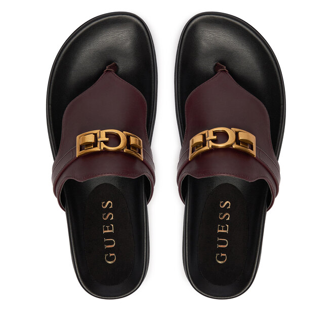 Japonki Guess FLJFRR LEA03 Bordowy -