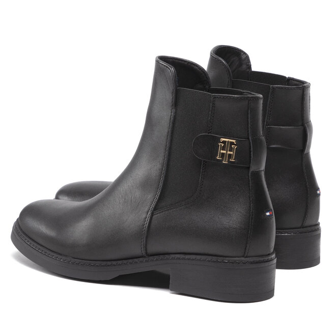 Tommy Hilfiger Боти тип челси Tommy Hilfiger Th Leather Flat Boot FW0FW06749 Black BDS