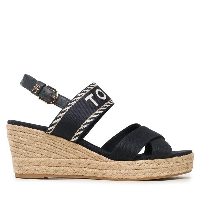 Espadryle Tommy Hilfiger Seasonal Webbing Mid Wedge - Granatowy