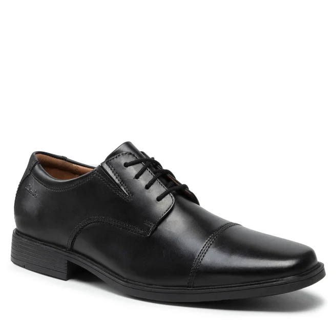 Pantofi Clarks Tilden Cap 261103097 Black Leather