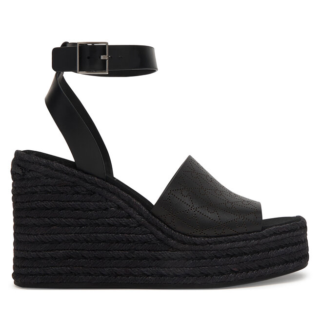Espadryle Calvin Klein Wedge Espad 70 Aop Lth HW0HW03138 Czarny - kobiece