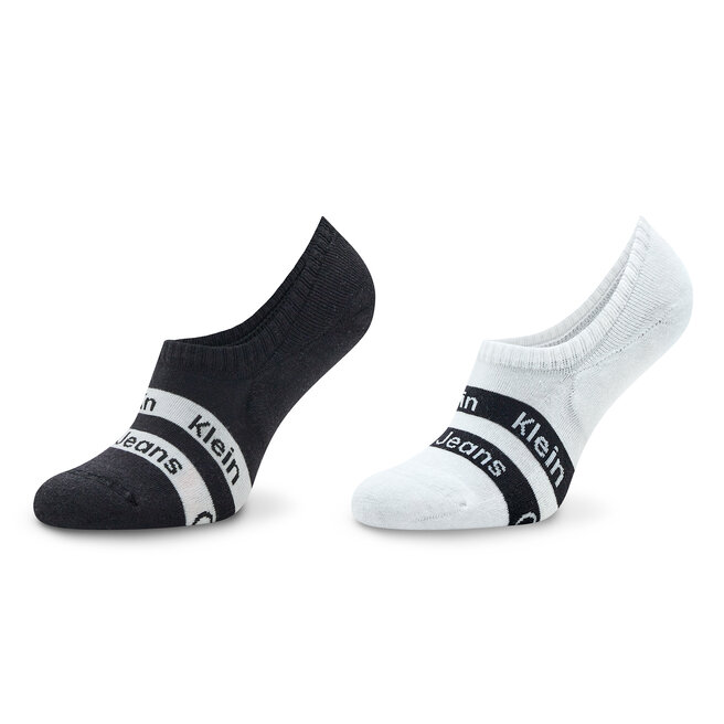 Calvin Klein Jeans Set de 2 perechi de șosete scurte de damă Calvin Klein Jeans 701222159 White/Black 001