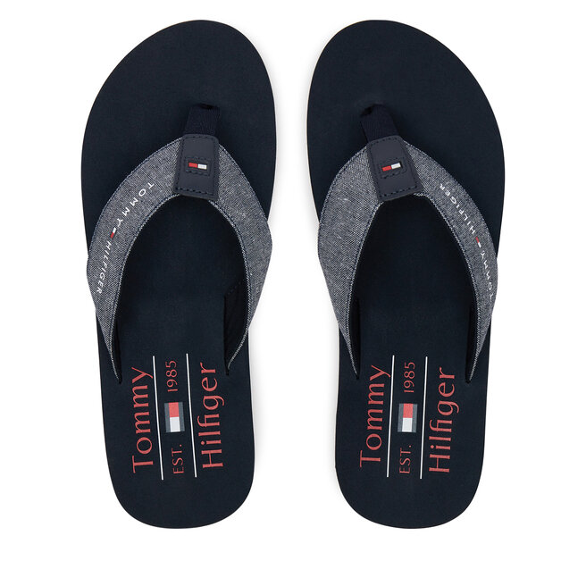 Japonki Tommy Hilfiger Chambray Beach Sandal FM0FM05570 Granatowy -