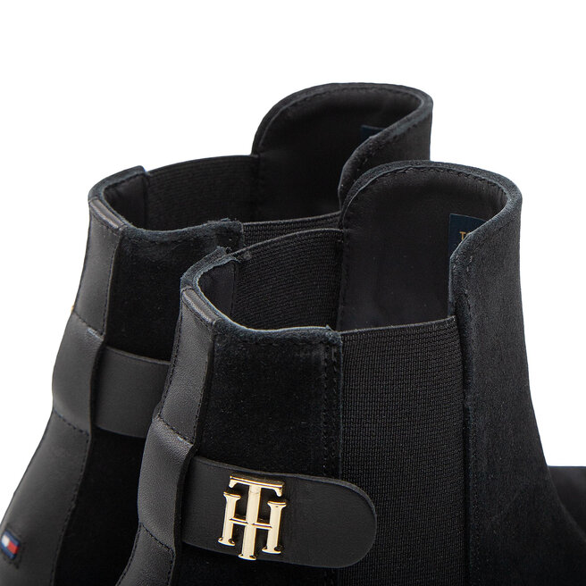 Tommy Hilfiger Μποτάκια με λάστιχο Tommy Hilfiger Th Suede Flat Boot FW0FW06750 Black BDS