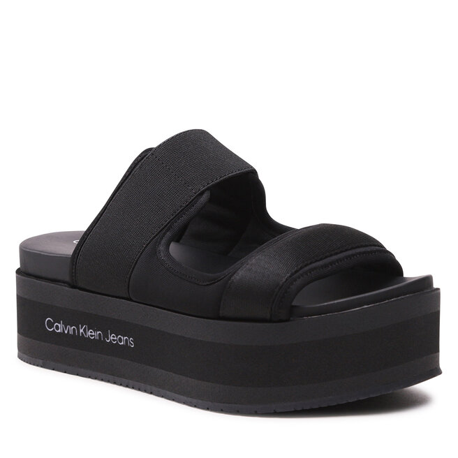 Calvin Klein Jeans Papucs Calvin Klein Jeans Flatporm Sandal Webb YW0YW01074 Black/Lavender Aura BEH