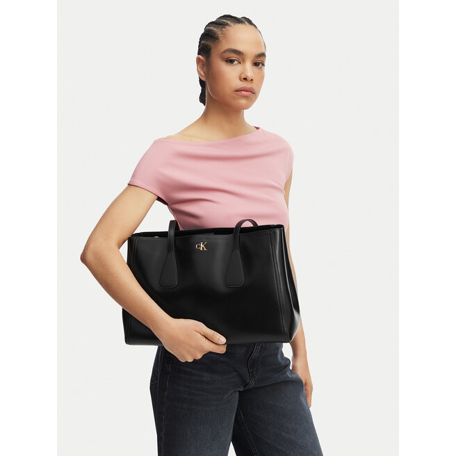 Torebka Calvin Klein Ck Medium Work Tote LV04F3442G Czarny -