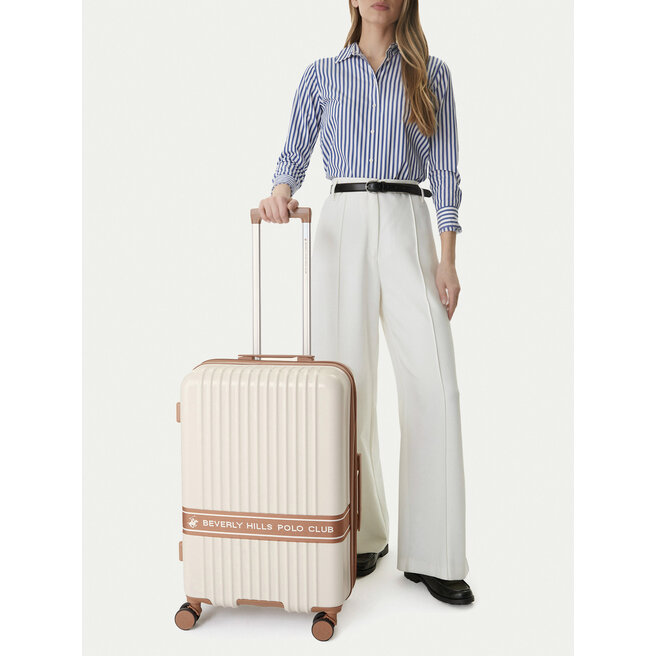 Walizka średnia Beverly Hills Polo Club CEO-BHPC-WAL-008-M Beżowy -