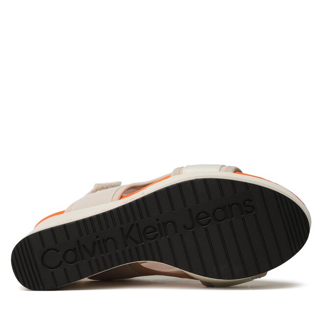 Calvin Klein Jeans Сандали Calvin Klein Jeans Wedge Sandal Webbing YW0YW01073 Eggshell/Shocking Orange ACF