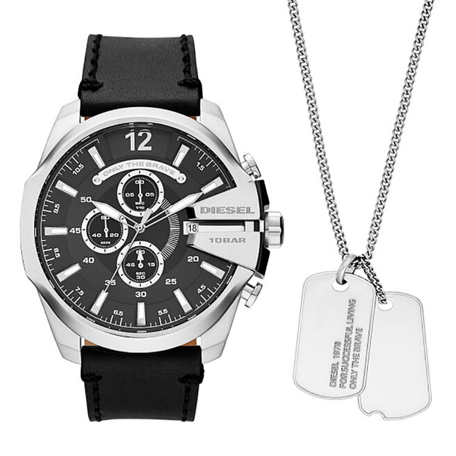 Diesel Ajándékszett Diesel Mega Chief Set Chronograph DZ4559 Black/Silver
