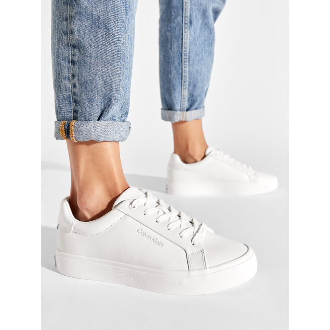 Calvin Klein Sneakersy Calvin Klein Vulc Lace Up Nano Fox-Lth HW0HW01066 Ck White YAF