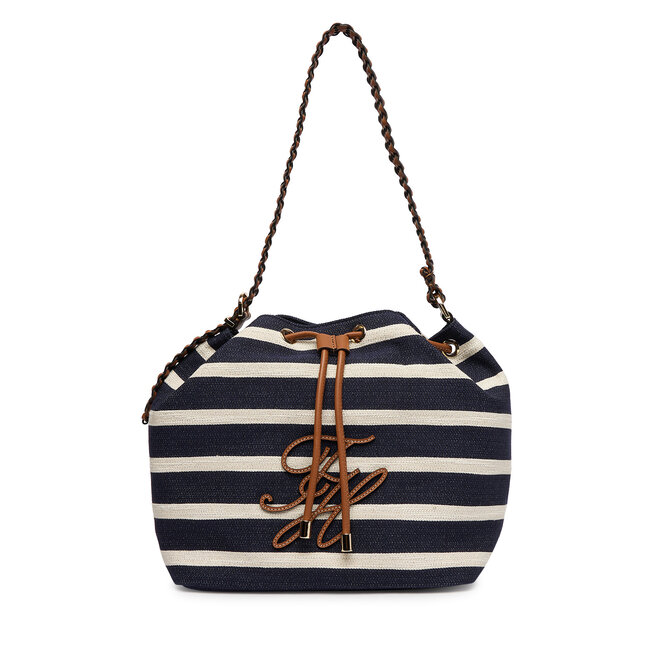 Torebka Tommy Hilfiger Th Elev Summer Bucket Stripe AW0AW18401 Granatowy -