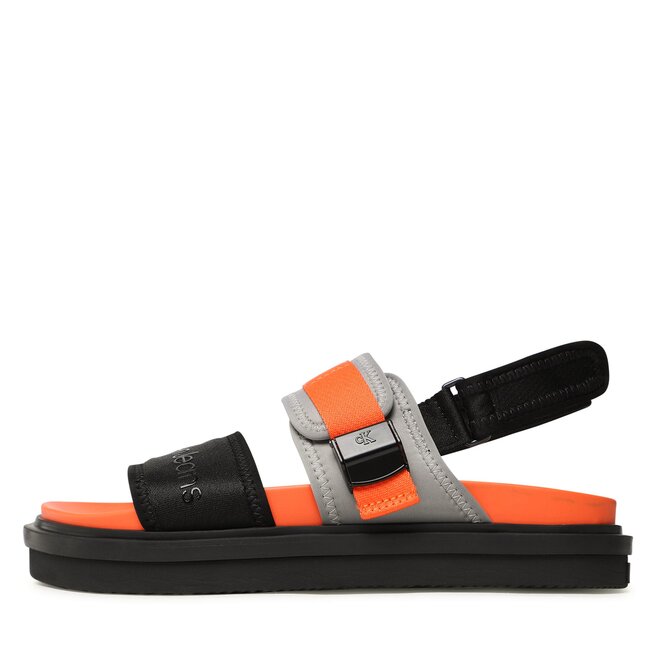 Calvin Klein Jeans Sandalen Calvin Klein Jeans Doublebar Hardware YM0YM00643 Black/Orange 0JH