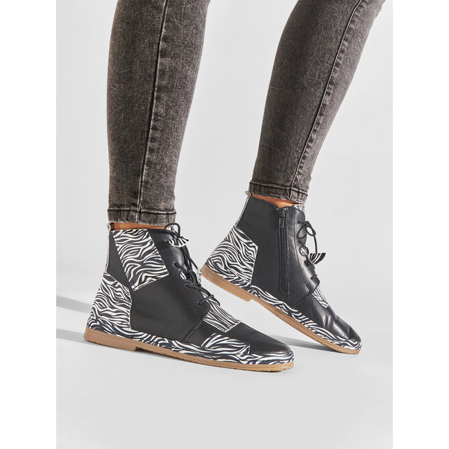 Manitu Stiefeletten Manitu 990034-01 Schwarz/Zebra